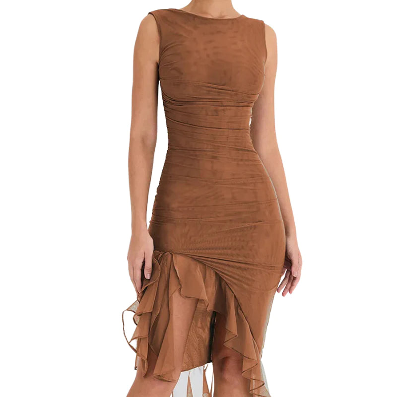 Ollure's Ruffle Midi Dress