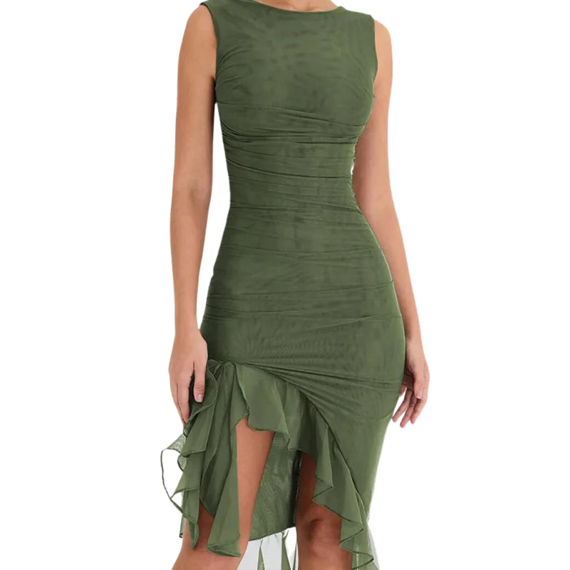 Ollure's Ruffle Midi Dress